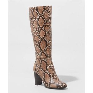 Women's Brandee Knee High Boots - A New Day Taupe/Snake